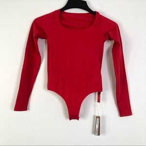 SKIMS Red Crew Neck Bodysuit